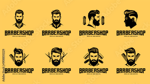Professional Barber Logo Bundle with Scissors and Comb