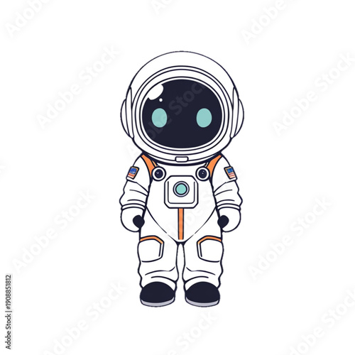 astronaut icon illustration, cute and modern style, clean vector design, simple shapes, minimal details