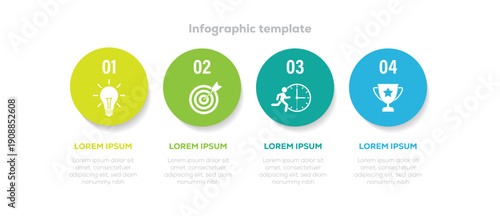 Circle arrows diagram infographic set. Circle chart infographic template with 4 options for presentations. Creative concept with 4 steps