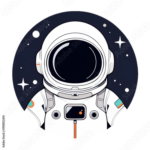 astronaut icon illustration, cute and modern style, clean vector design, simple shapes, minimal details