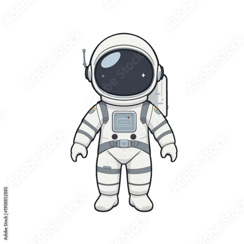 astronaut icon illustration, cute and modern style, clean vector design, simple shapes, minimal details