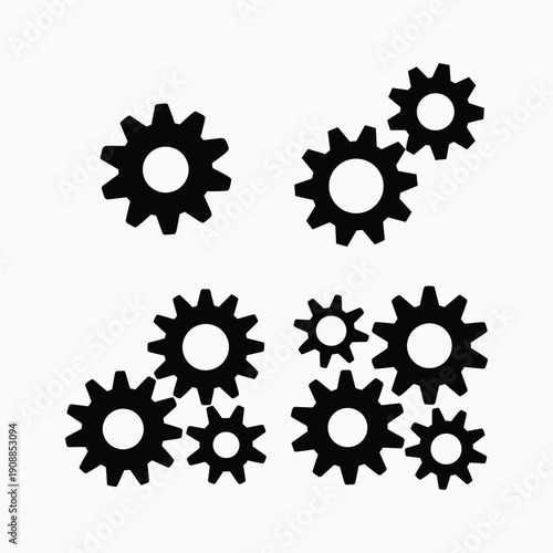 Black gear on white background wheels machinery mechanical vector illustration isolated on white background.
