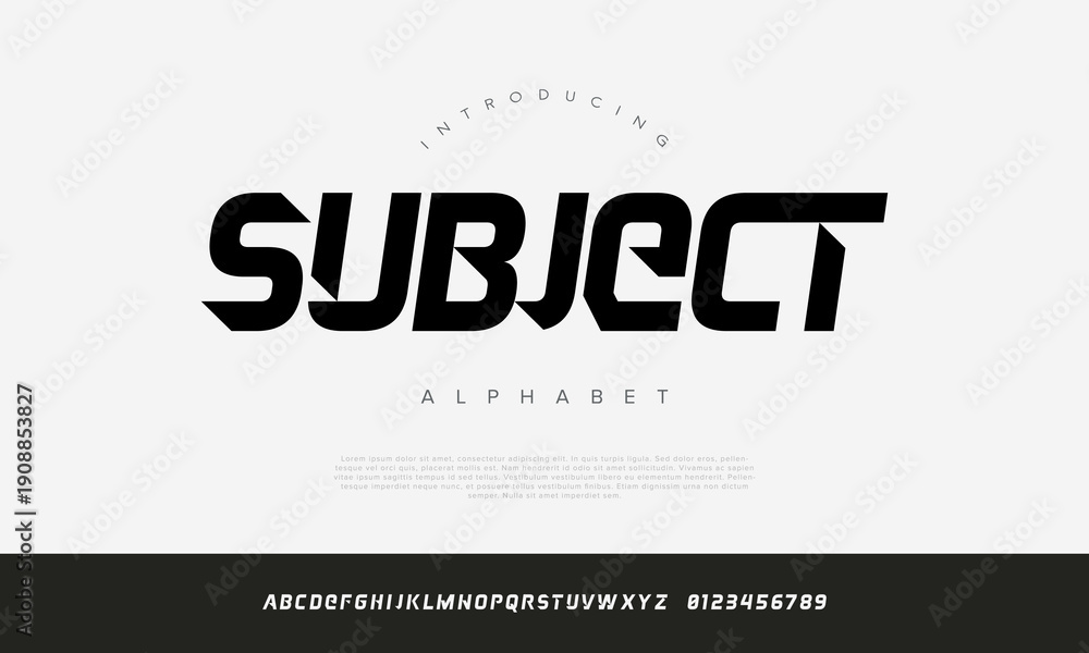 Fototapeta premium Subject Alphabet Bold Slanted Tech Font for Industrial Construction Logo and Powerful Strong Brand Identity