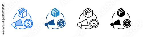 Marketing Mix Multiple Style Icon Set 