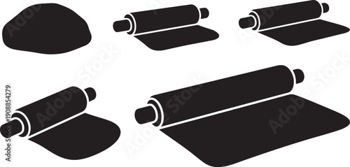 Black Silicone Baking Mats in Various Positions Isolated White