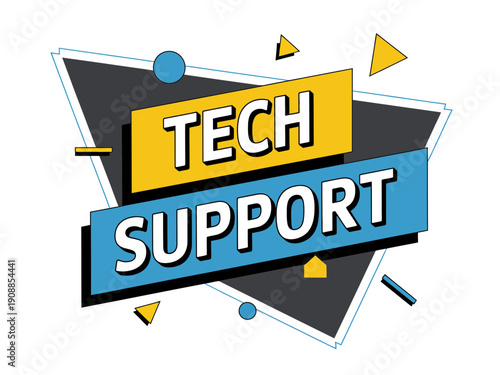 A colorful tech support vector graphic with a modern design