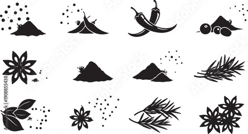 Black and white Japanese zen garden elements illustrations set