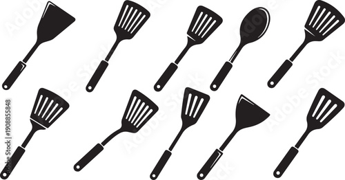 Collection of kitchen utensils on white background illustration
