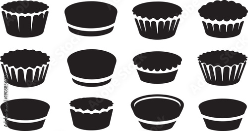 Black and white cupcake liners on white background illustration