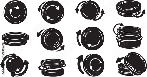 Black and white circular arrow icons for infographic design