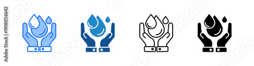 Water Saving Multiple Style Icon Set 