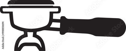 Minimalist coffee machine icon in black and white isolated on white background