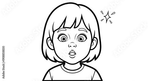 Surprised little girl with shocked expression.