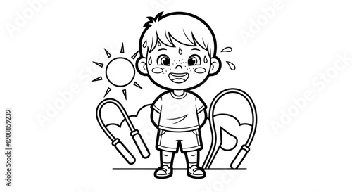 Boy Holding Two Tennis Rackets Smiling.