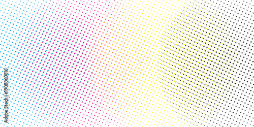 CMYK halftone rounds background vector