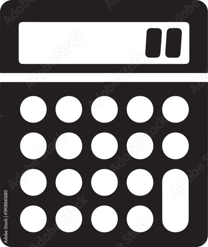 Minimalist calculator icon in black and white isolated on white background
