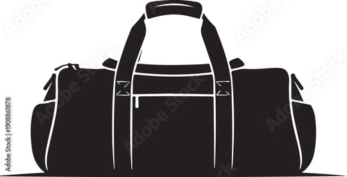 Minimalist black duffle bag vector illustration isolated on white background