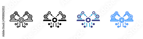 Robotics icon set multiple style collection