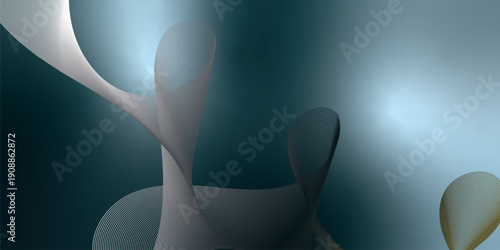 Abstract DarkCyan and White  background with flowing lines and light creating a modern digital wallpaper design