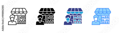 Retailer icon set multiple style collection