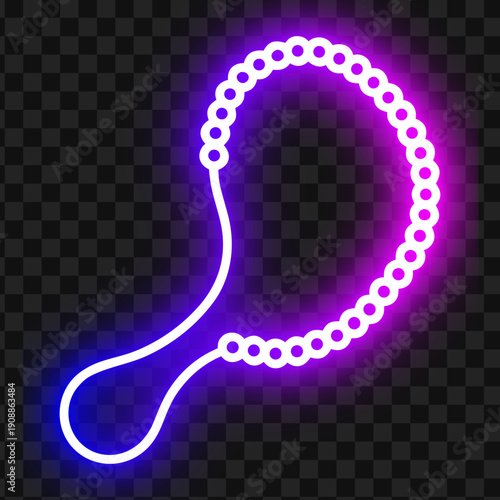 Neon Mirror Icon, Glowing Makeup Tool, Beauty Reflection