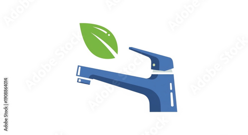 Eco friendly faucet with leaf symbol for sustainable water conservation