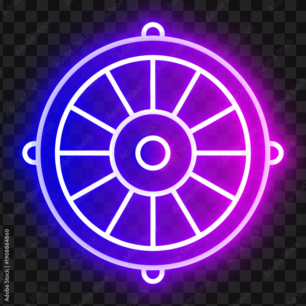 Fototapeta premium Neon Fan Icon Glowing Illustration Design Element