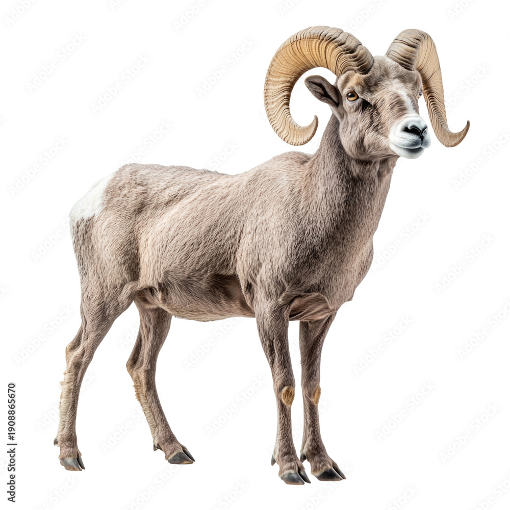 Obraz premium 3d bighorn sheep isolated on transparent background isolated transparent bg, cutout png