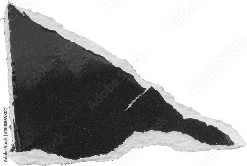 piece of black paper tear isolated on white background