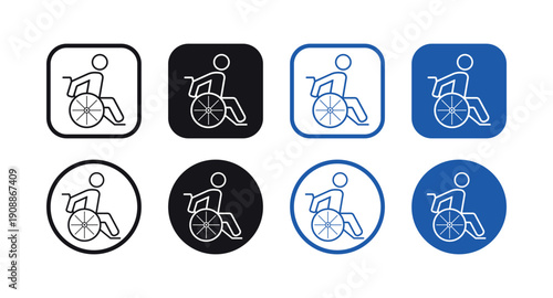 Wheelchair Accessibility Icon Set, Minimal Line Icons
