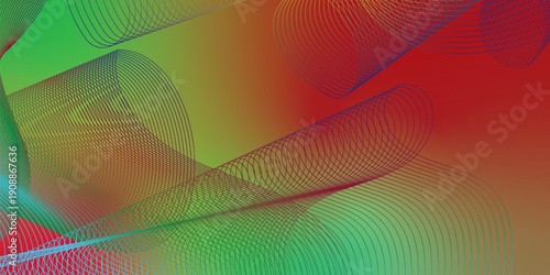  LimeGreen and  red abstract shape grainy gradient background with black backdrop and noisy texture wide banner poster header design