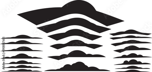 Abstract Black and White Mountain Landscape Silhouette Graphic Design