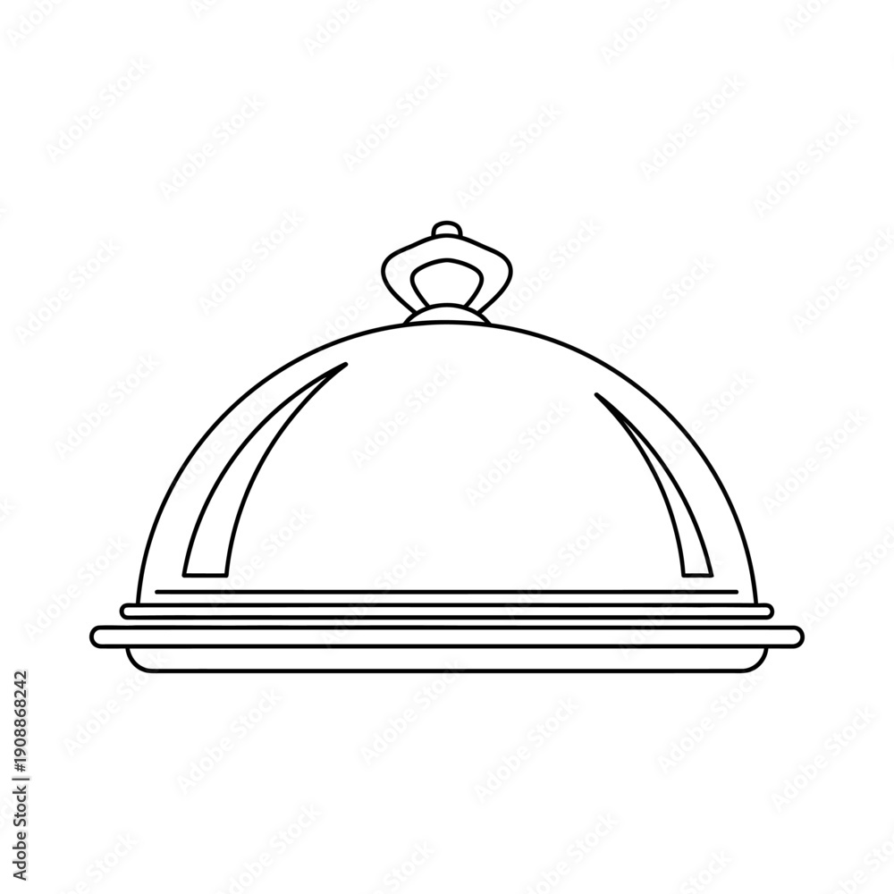 Obraz premium Cloche dish cover with lid on a plate serving food presentation