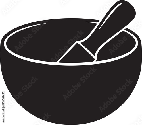 Minimalist mortar and pestle illustration isolated on white background