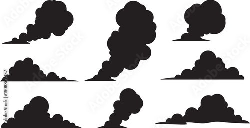 Smoke Cloud Silhouettes in Various Shapes and Sizes