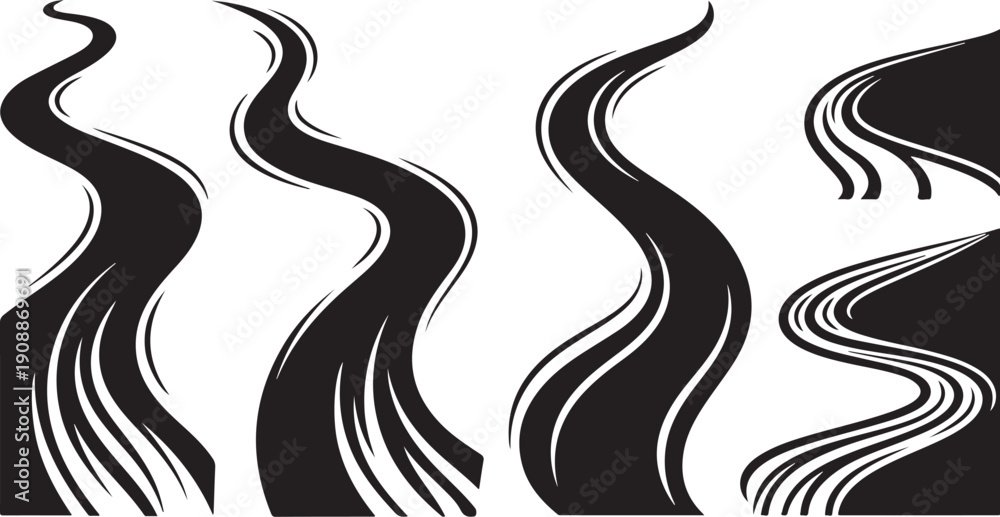 Fototapeta premium Abstract black and white swirling wavy line art design