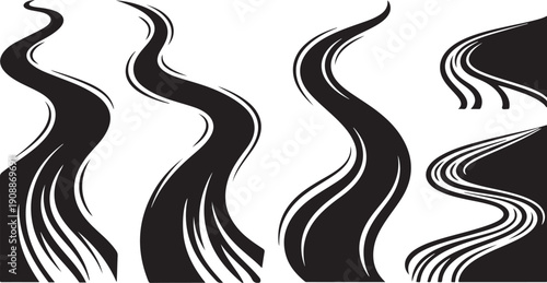 Abstract black and white swirling wavy line art design