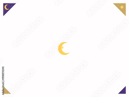 Eid Islamic Ramadan crescent moon symbol with golden glow on soft gradient lavender background minimalist design
