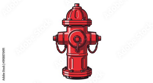 Cartoon Style Red Fire Hydrant, Emergency Symbol - Vector Illustration, isolated on transparent background - Safety, fire prevention, water source for firefighters
