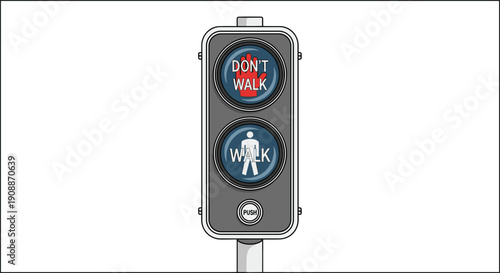 Cartoon Pedestrian Traffic Light, Safety Symbolism: Red Hand and Walk Sign - Urban Planning and Rules, isolated on transparent background, Vector Illustration