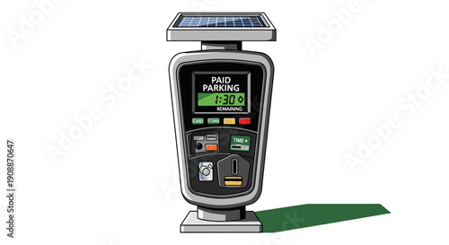 Parking Meter Icon: Modern Solar Powered Design for City Planning & Transportation Services - Isolated on transparent background for easy use in graphic design projects.