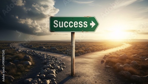 vibrant color Street Sign the Direction Way to Success versus Failure - 3d render
