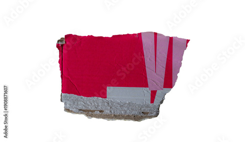 Canvas Print Fragmento de cartel publicitario rasgado en tonos magenta y rosa aislado sobre f