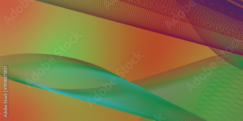 Green and red abstract shape grainy gradient background with black noisy texture wide banner design