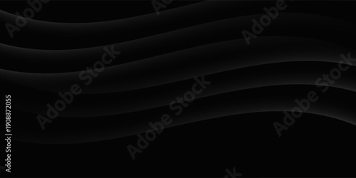 Modern black white abstract background. Minimal. Gradient. Dark grey banner with geometric shapes, lines, stripes, triangles. Design. Futuristic. Cut paper or metal effect.vector eps10