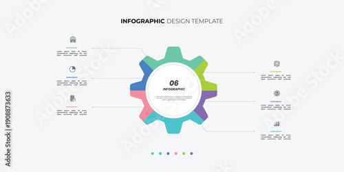 Modern chart infographic template with 6 options for presentations. Infographic 6 diagram chart template for business. 6 step presentation with diagram elements, infographics