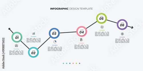 Modern chart infographic template with 6 options for presentations. Infographic 6 diagram chart template for business. 6 step presentation with diagram elements, infographics