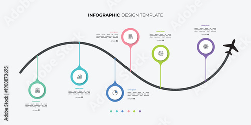 Modern chart infographic template with 6 options for presentations. Infographic 6 diagram chart template for business. 6 step presentation with diagram elements, infographics