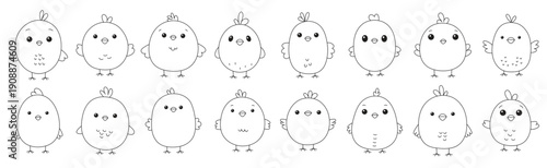 cute chicken set in kids style 