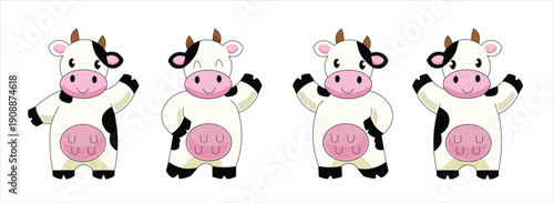 cute cow cartoon set
